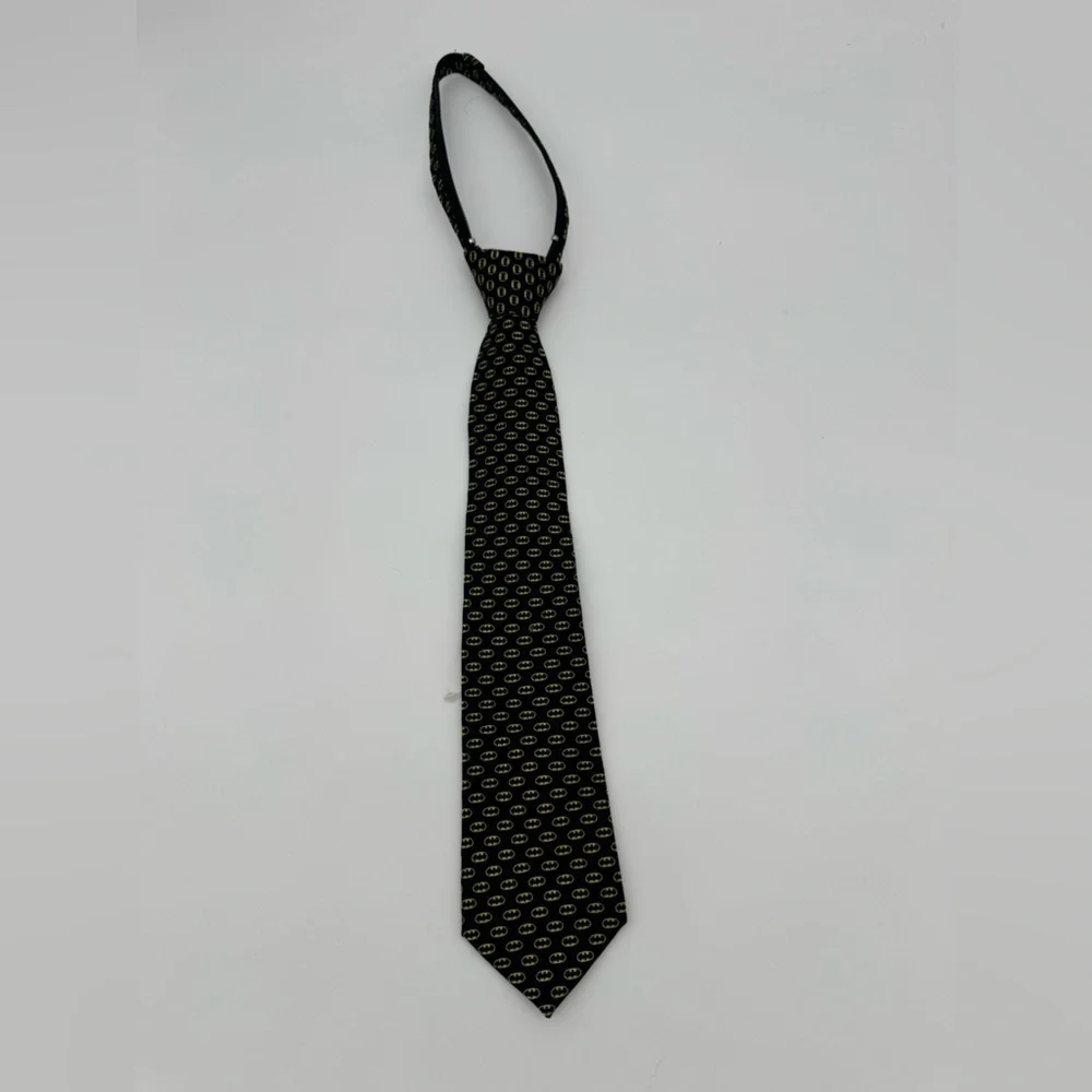 Batman Logo Boys 100% silk adjustable neck tie Black Yellow formal outfit